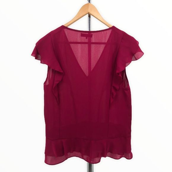 Parker Ruffle Flutter Sleeve V Neck Blouse Top size Small - Picture 8 of 12